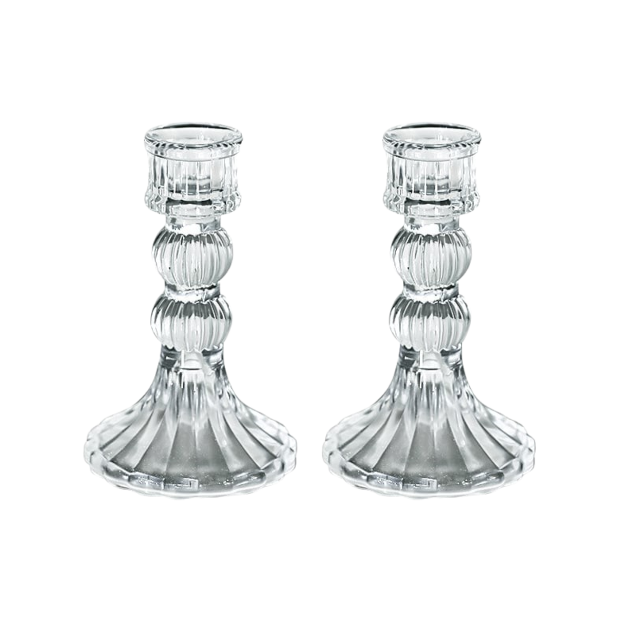 Glass Dinner Candle Holder Ribbed Design - Various Sizes