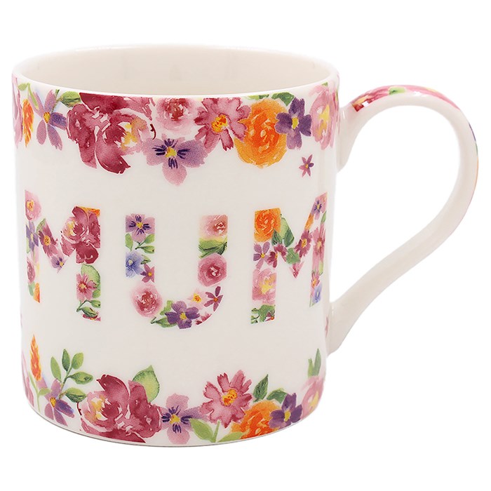 Floral Garland Fine China Mug - Mum
