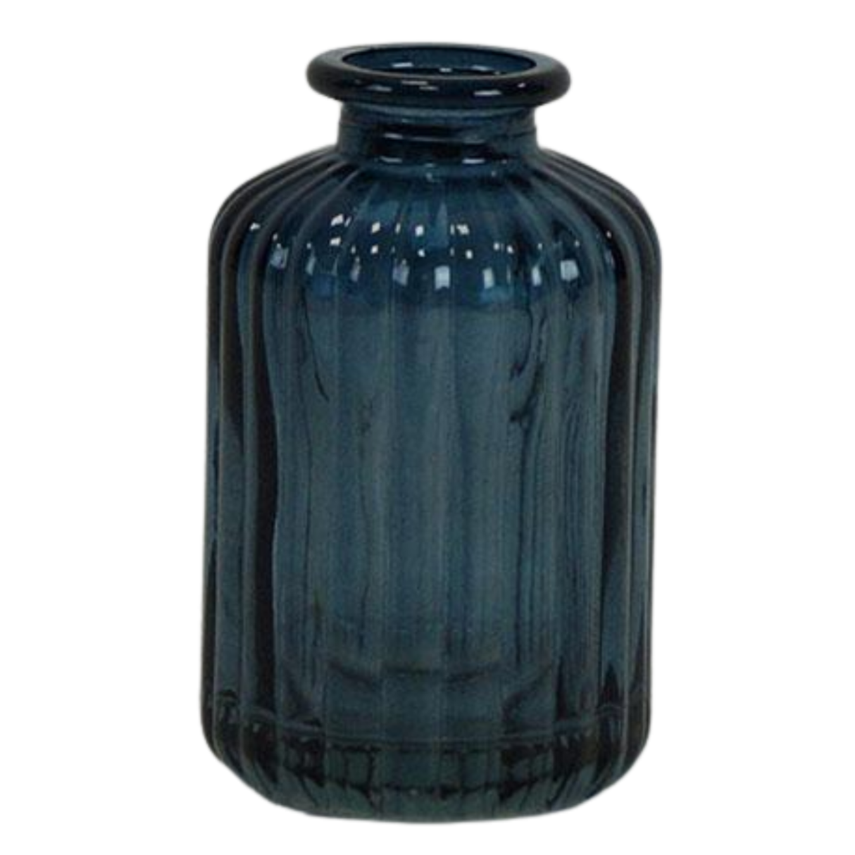 Satchville Ribbed Glass Bottle Vases 10cm - Blue