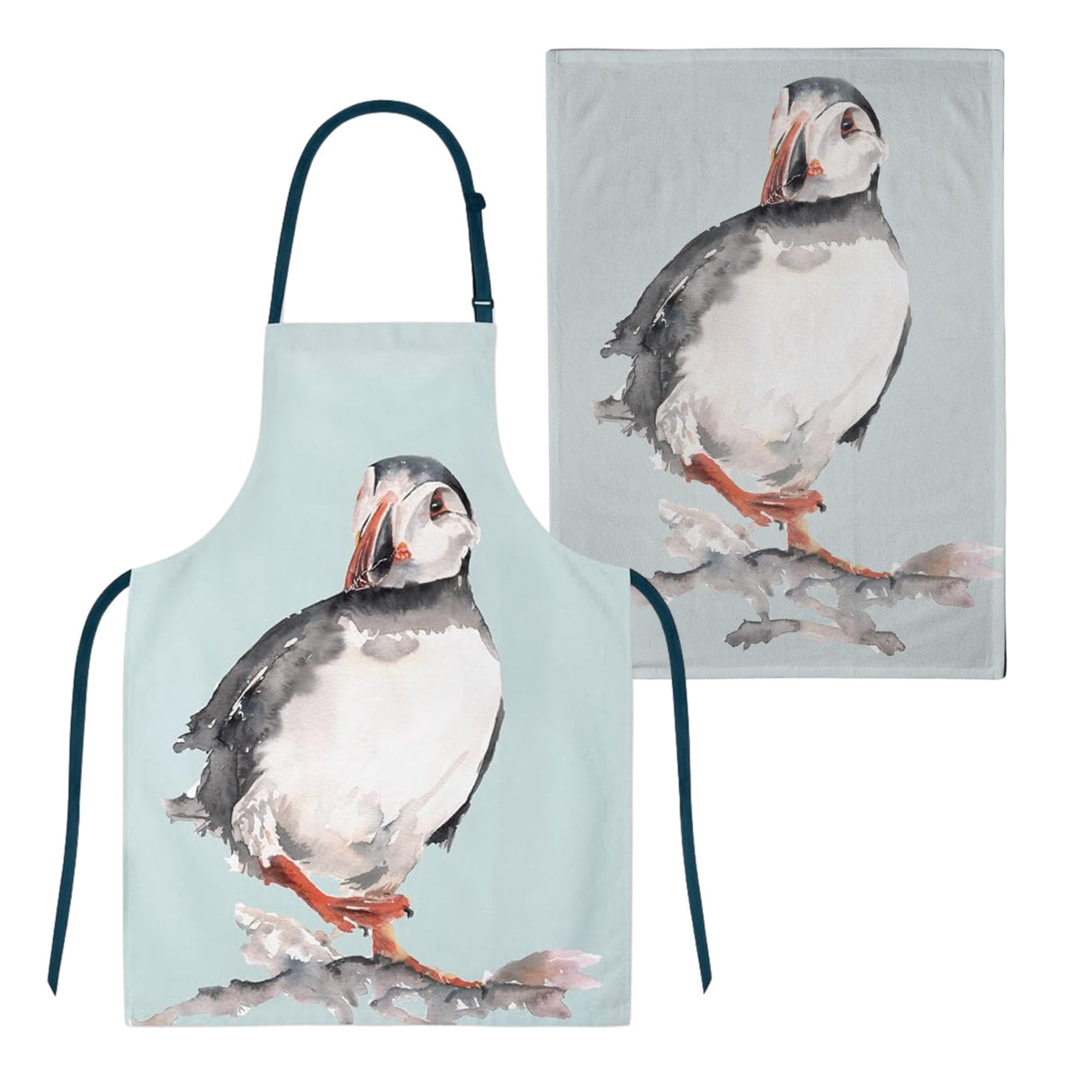 Meg Hawkins Cotton Apron & Tea Towel Set - Puffin