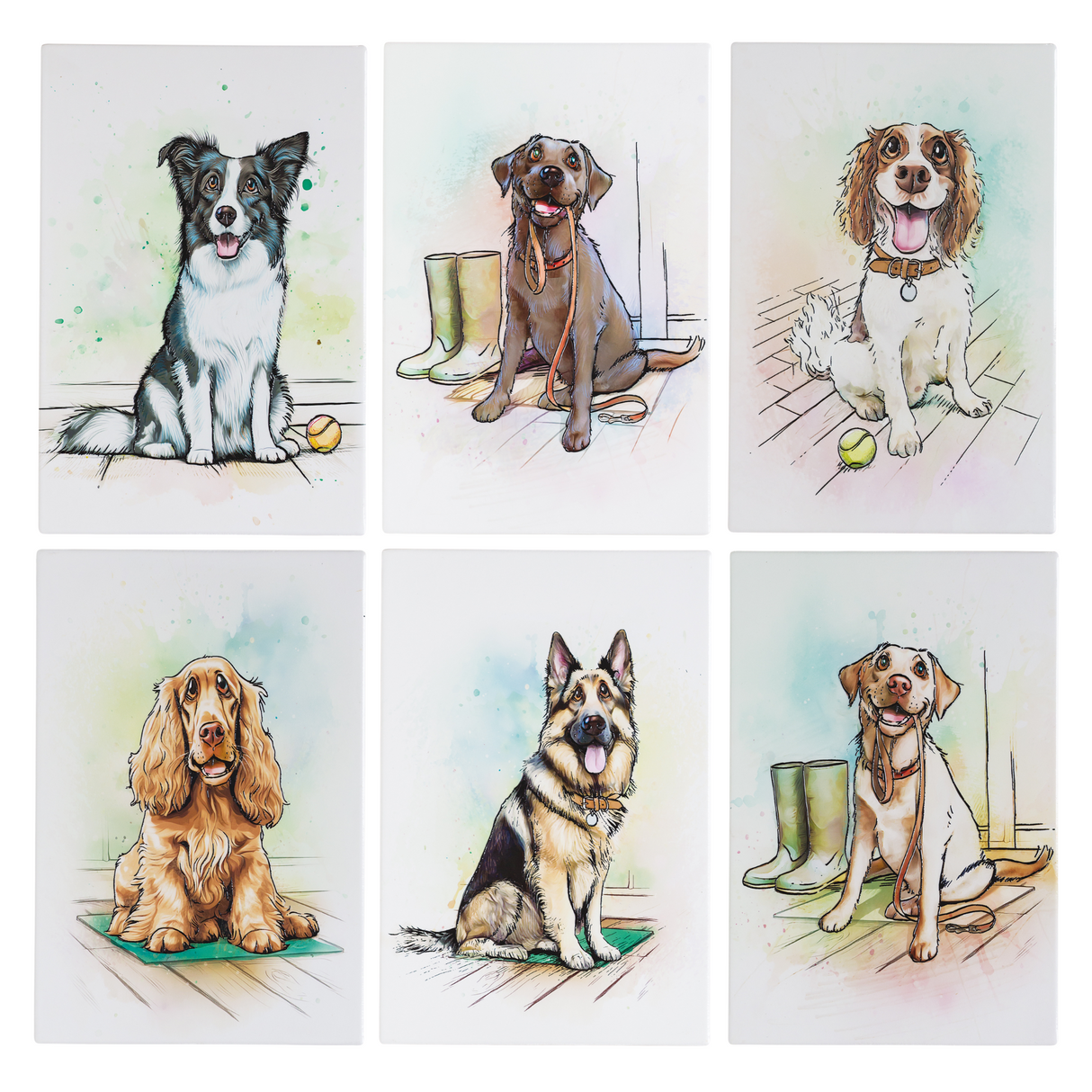 Art of Arora Dogs Ceramic Tiles - Various Breeds