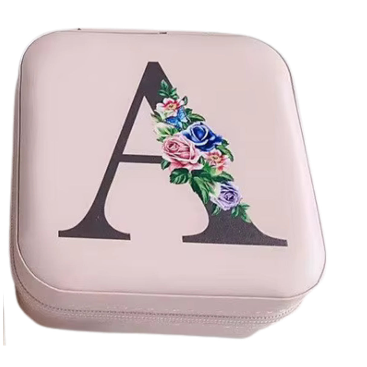 Krystina's Collection Pink Travel Jewellery Box with Floral Initial - Various Letters