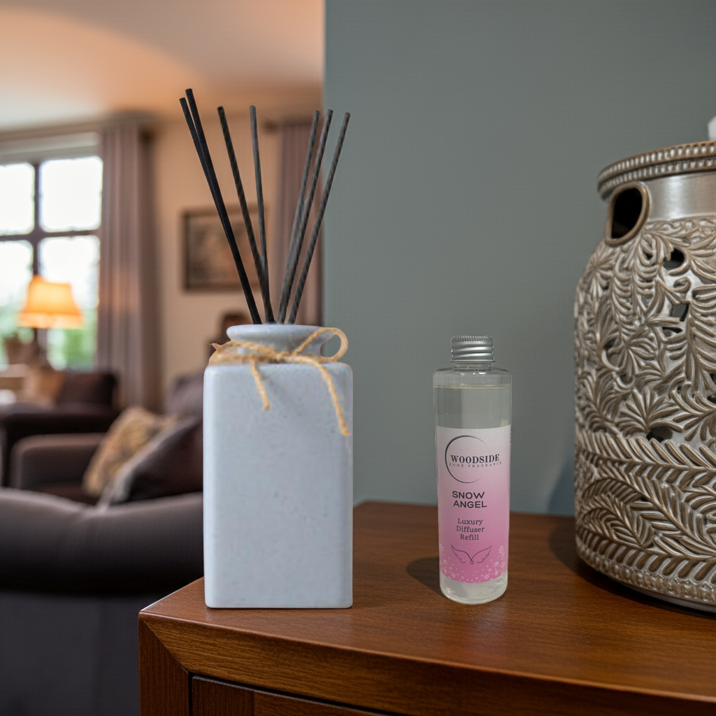 Woodside Pastel Blue Ceramic Reed Diffuser Vase with Woodside Luxury Refill