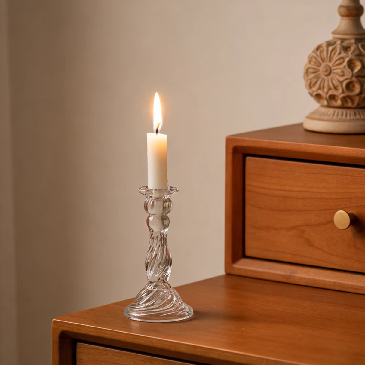 Woodside Home Living Clear Swirl Glass Candle Holders - Various Sets
