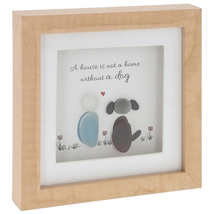 Pebble Glass Square Plaque - A House Is Not A Home Without A Dog