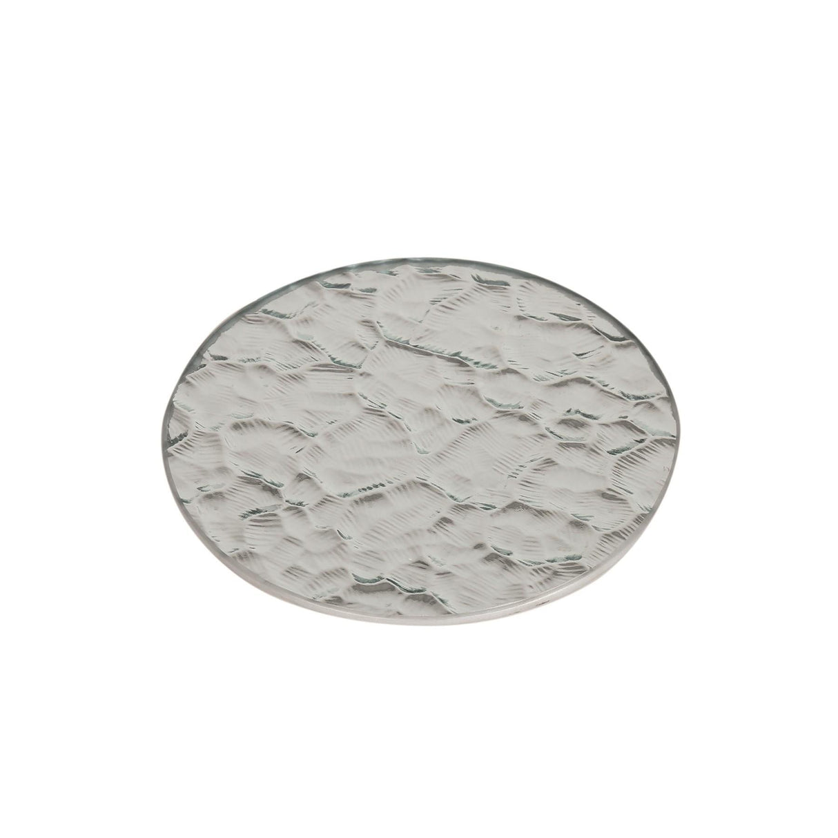 Aroma Textured Glass Candle Plate 15cm - Various Colours silver