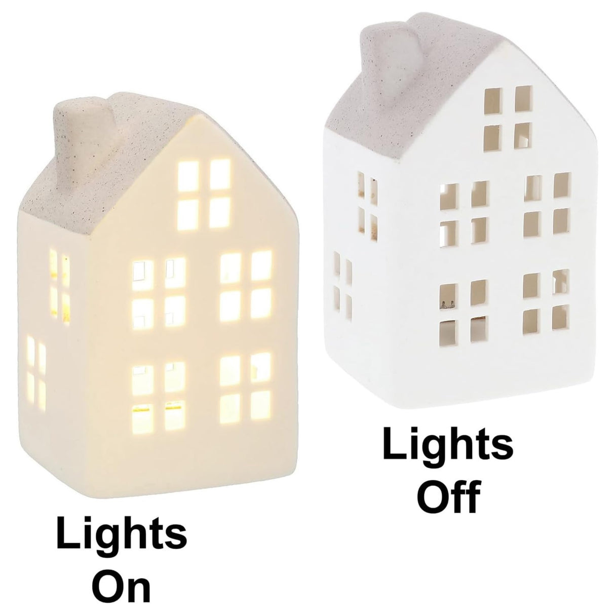 China White Christmas LED Light-Up Small House - Sage