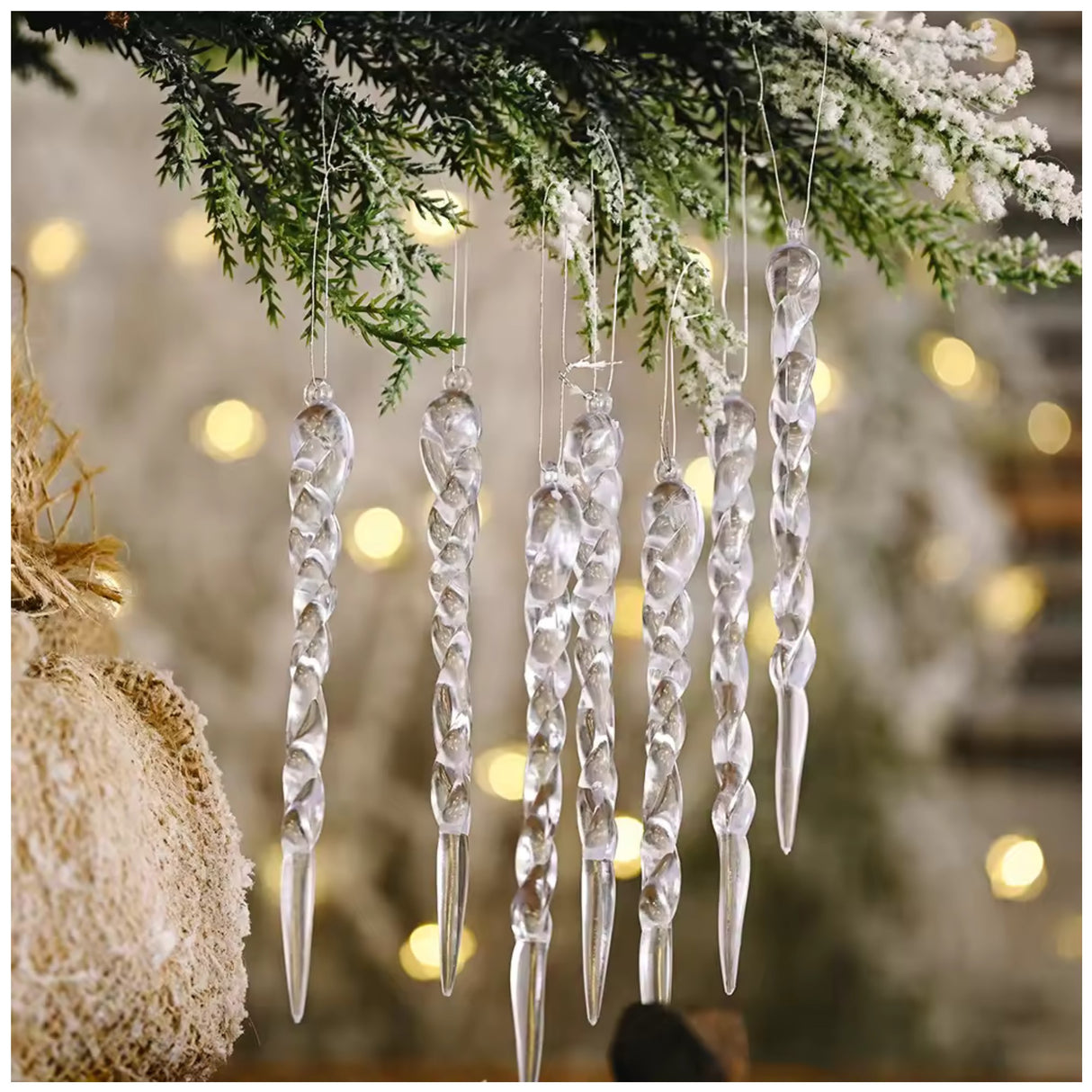Hanging icicle decorations, pack of 12