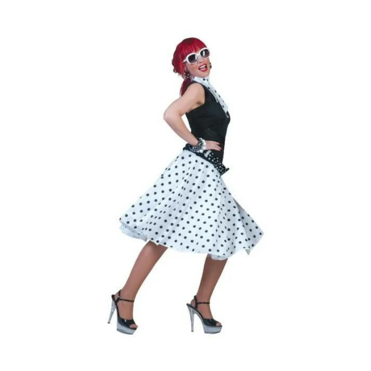 Fifties Rock 'N' Roll Skirt & Scarf Fancy Dress Outfit