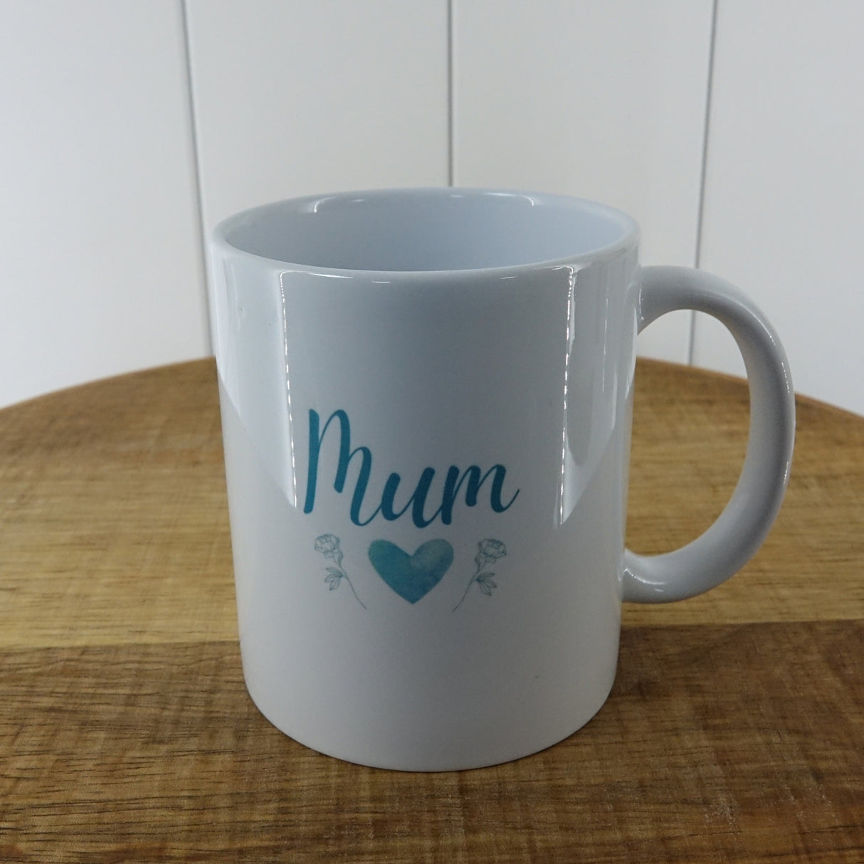 Heart & Flowers Design Mugs - Teal