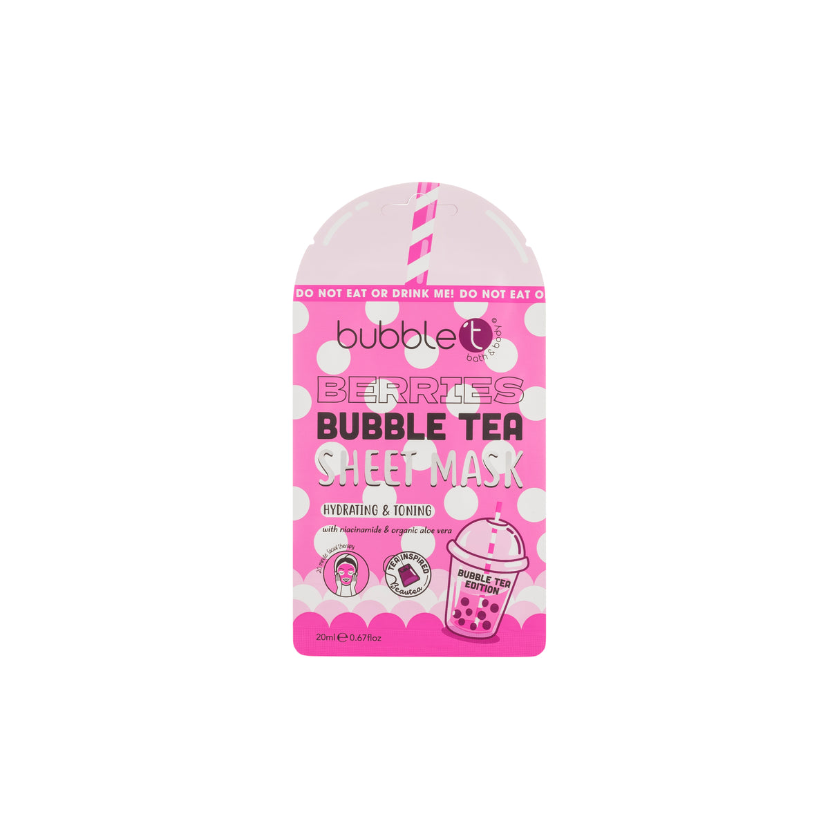 Bubble T Berries Hydrating & Toning Bubble Tea Edition Sheet Face Mask 5 Packs