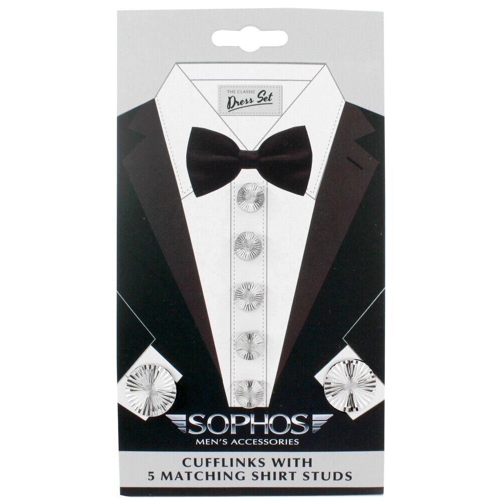 Dress Set (Silver) Cufflinks & 5 Studs