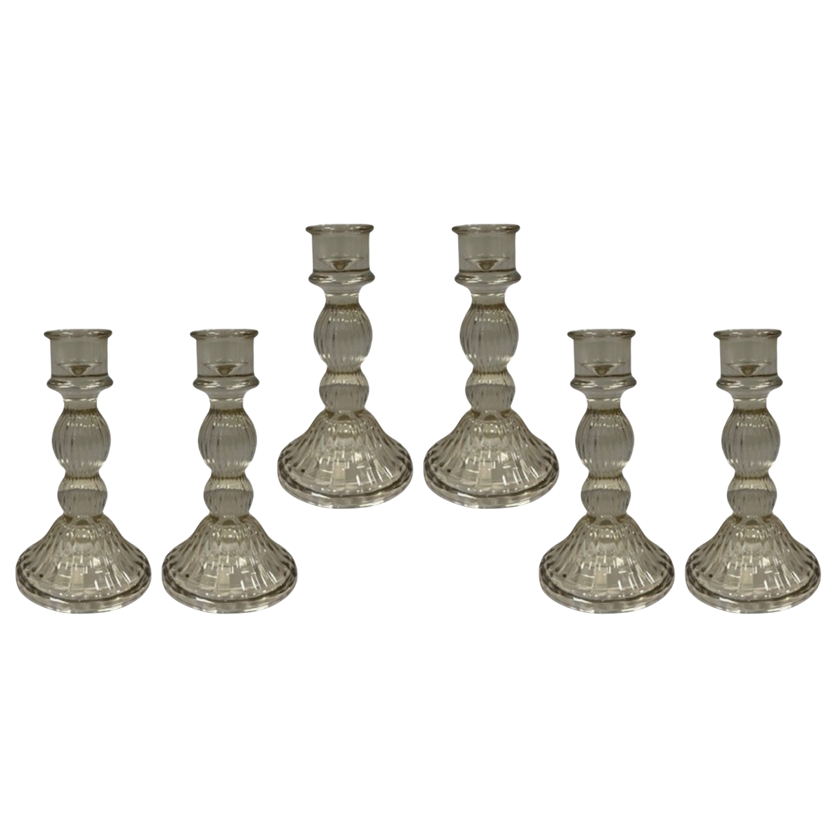 Satchville Smokey Brown Ribbed Glass Dinner Candle Holders - Various Sets