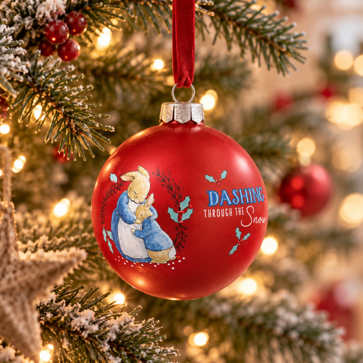Beatrix Potter Peter Rabbit Christmas Bauble - Mrs Rabbit & Peter