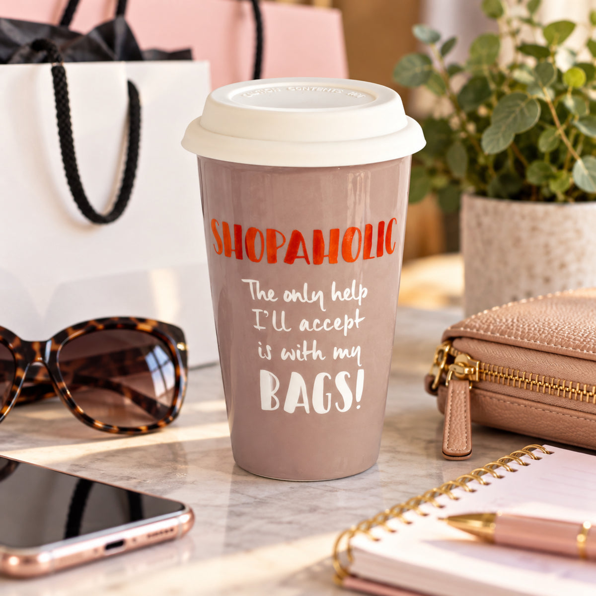 Ultimate Girl Gift Ceramic Travel Mug - Shopaholic