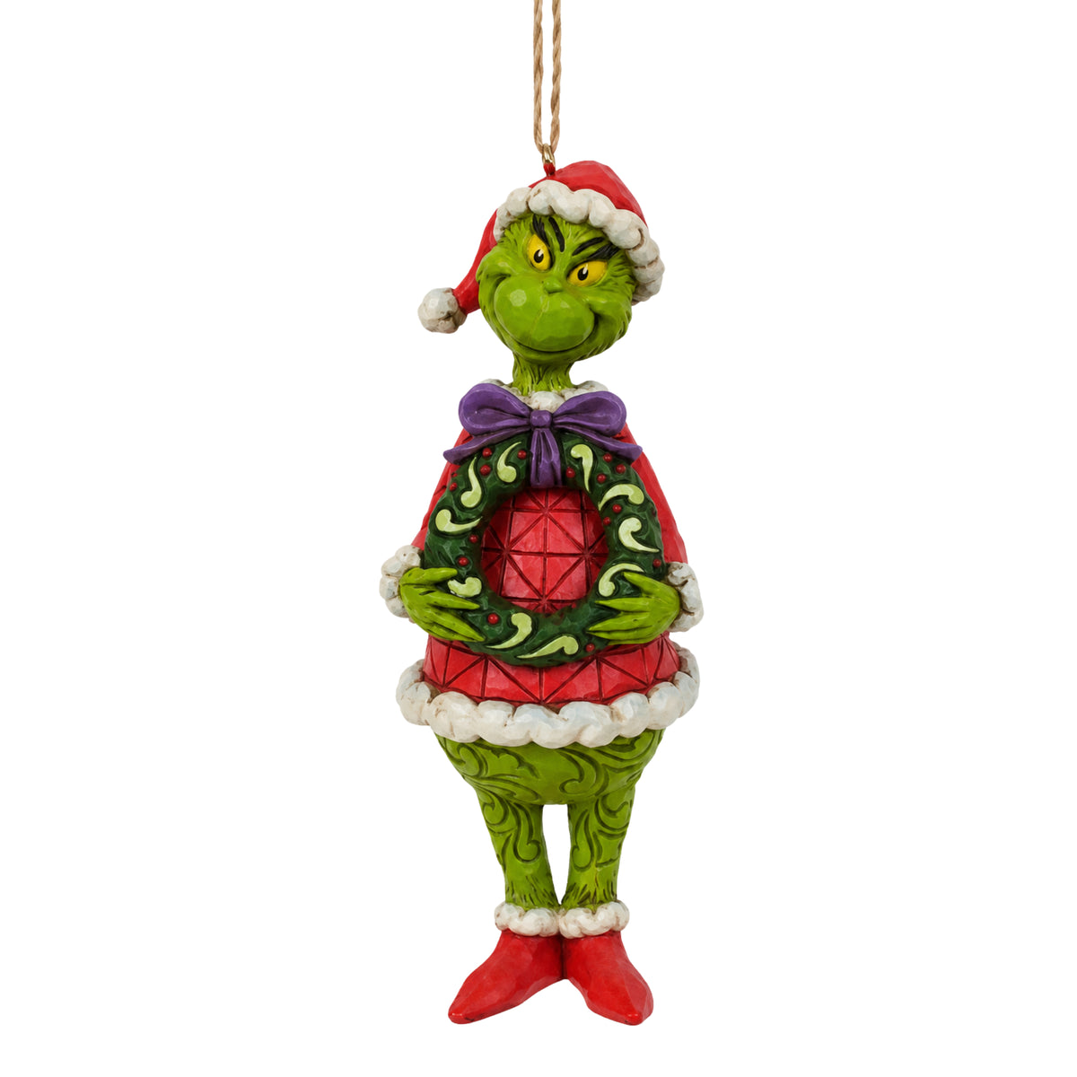 The Grinch by Jim Shore Hanging Ornament - Grinch with Wreath