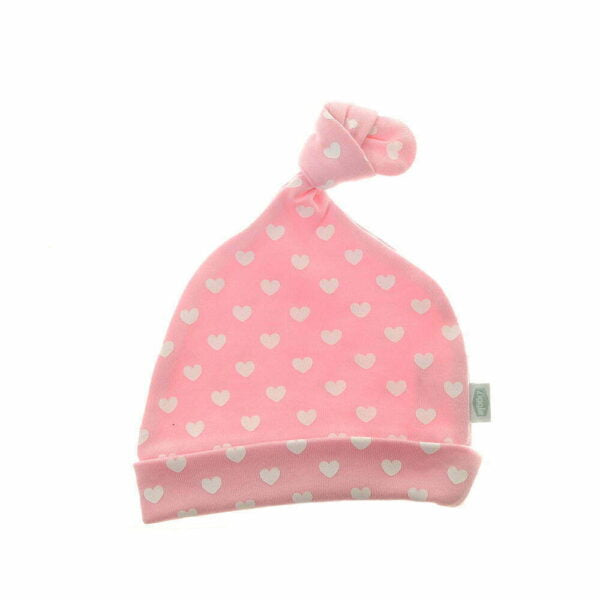 Ziggle Baby Cotton Hat - Pink & White Hearts