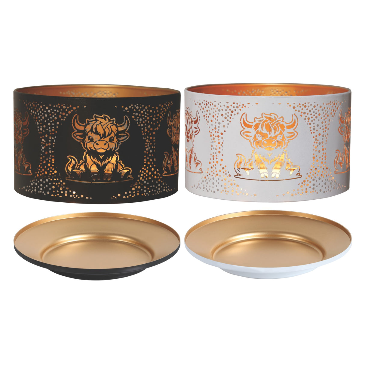 Highland Cow large jar candle shade & plate set