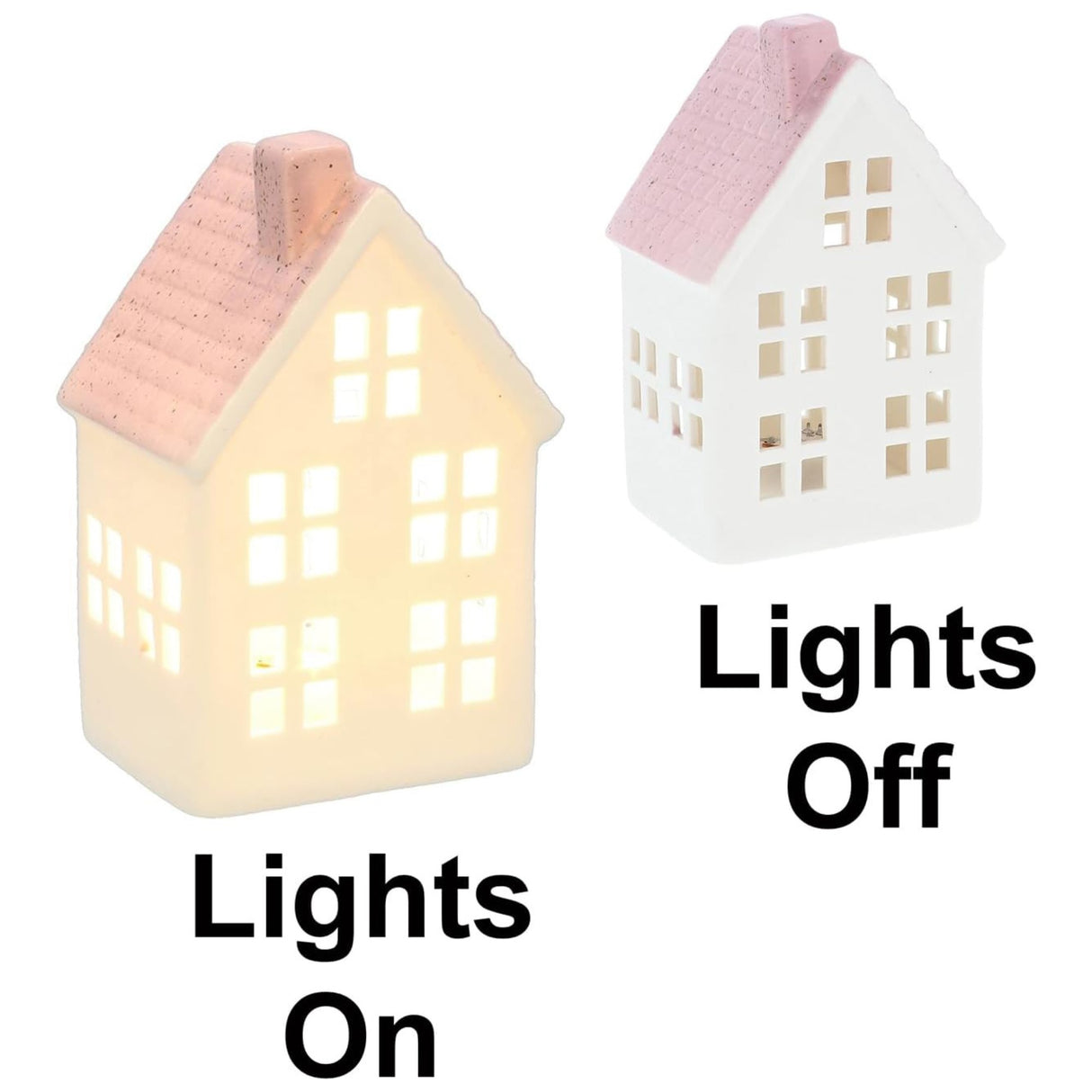 China White Christmas LED Light-Up Small House - Pink