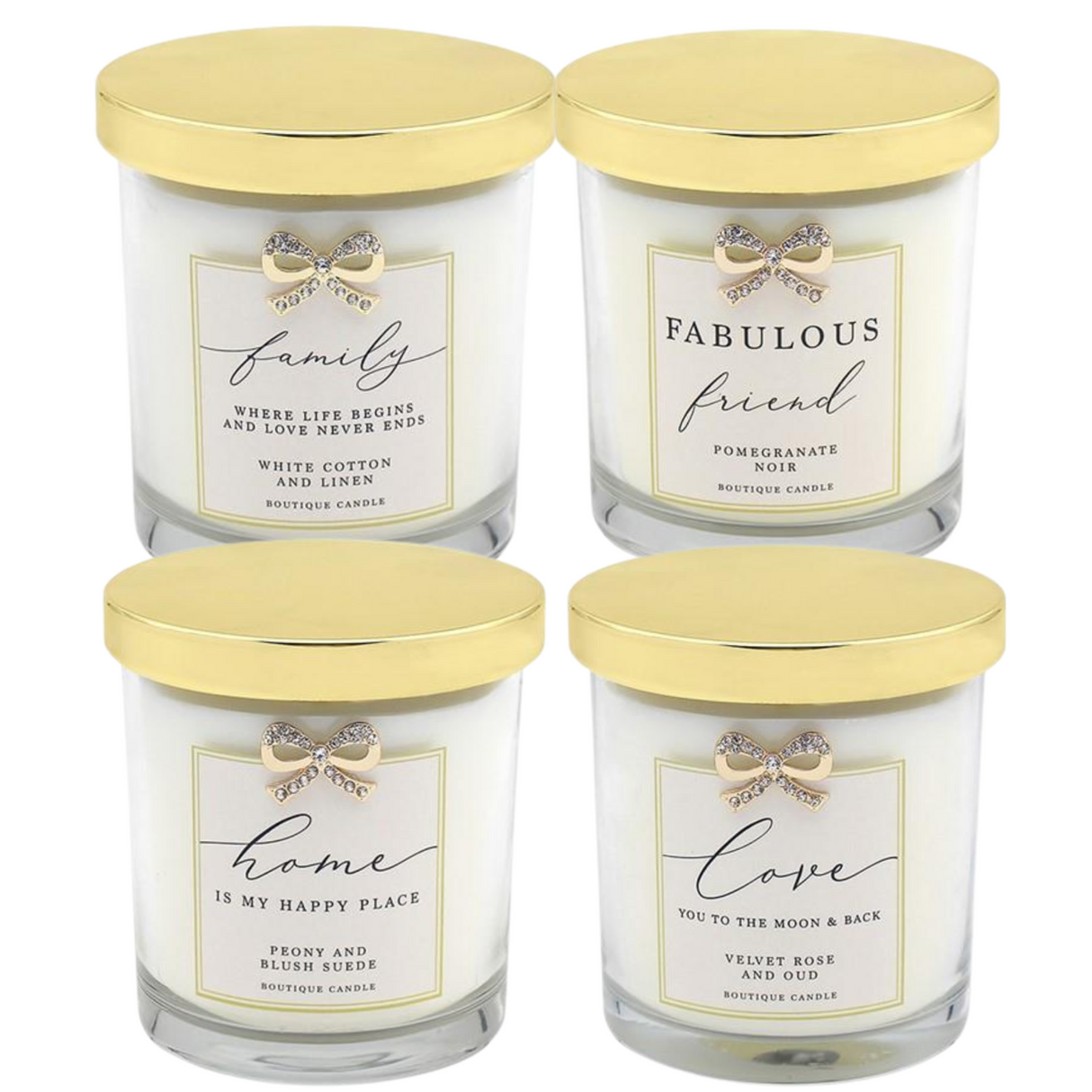 Boutique Jar Candle with  Bow Embellishment - Sentiment Gift Idea Family Friend