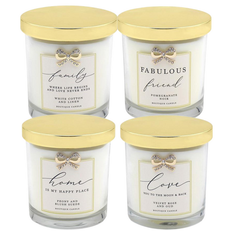 Boutique Jar Candle with  Bow Embellishment - Sentiment Gift Idea Family Friend