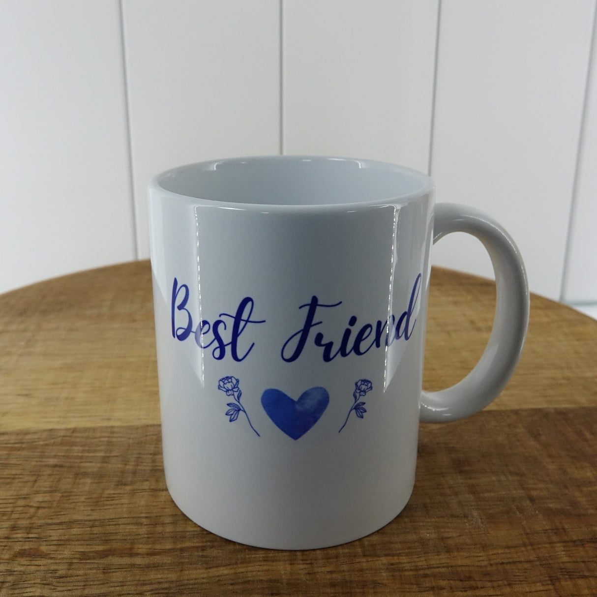 Heart & Flowers Design Mugs - Blue