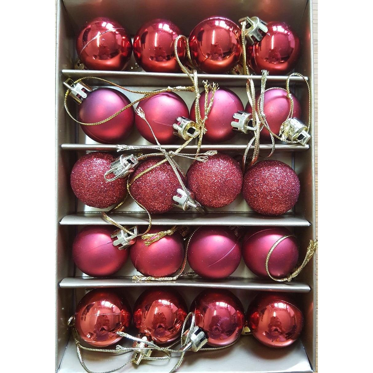 Christmas Tree Shatterproof Baubles in Red Gold or Silver in Various Sizes