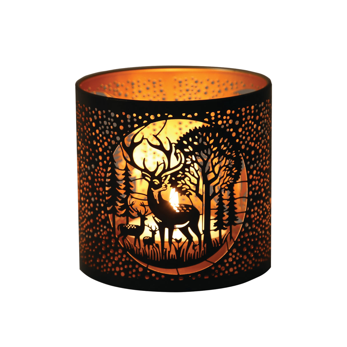 Aroma Metal Silhouette Wax Melt Burner/Candle Holder - Black & Gold Deer