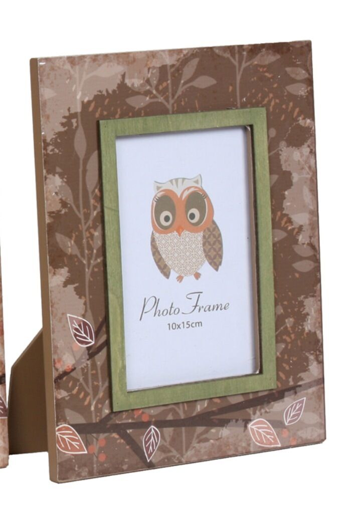 Owl Woodland Design Photo Frame Holds Photo 4x6" - Various Colour Variations