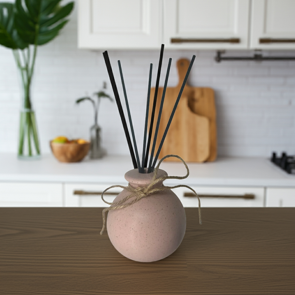 Woodside Round Pink Pastel Ceramic Reed Diffuser Vase with Woodside Luxury Refill