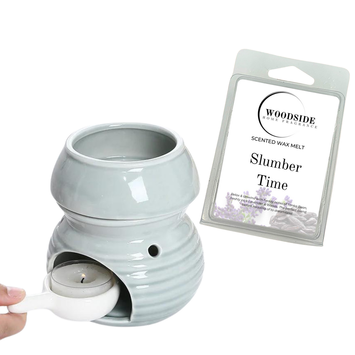 Woodside Home Living Wax Melt and Burner Crusader Exclusive, Grey, slumber time