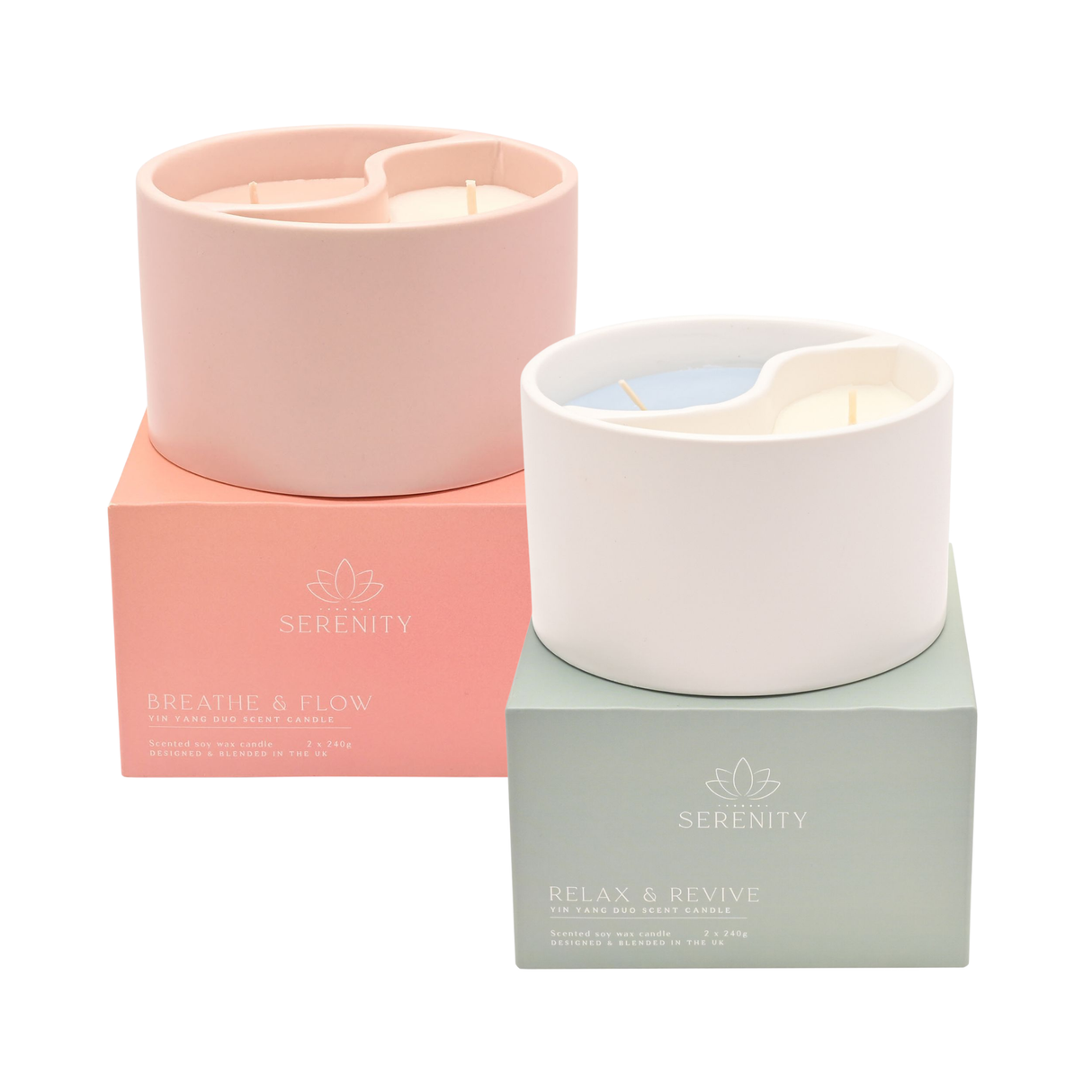 Serenity Wellbeing Yin Yang Duo Scent Ceramic Candle - Various Fragrances