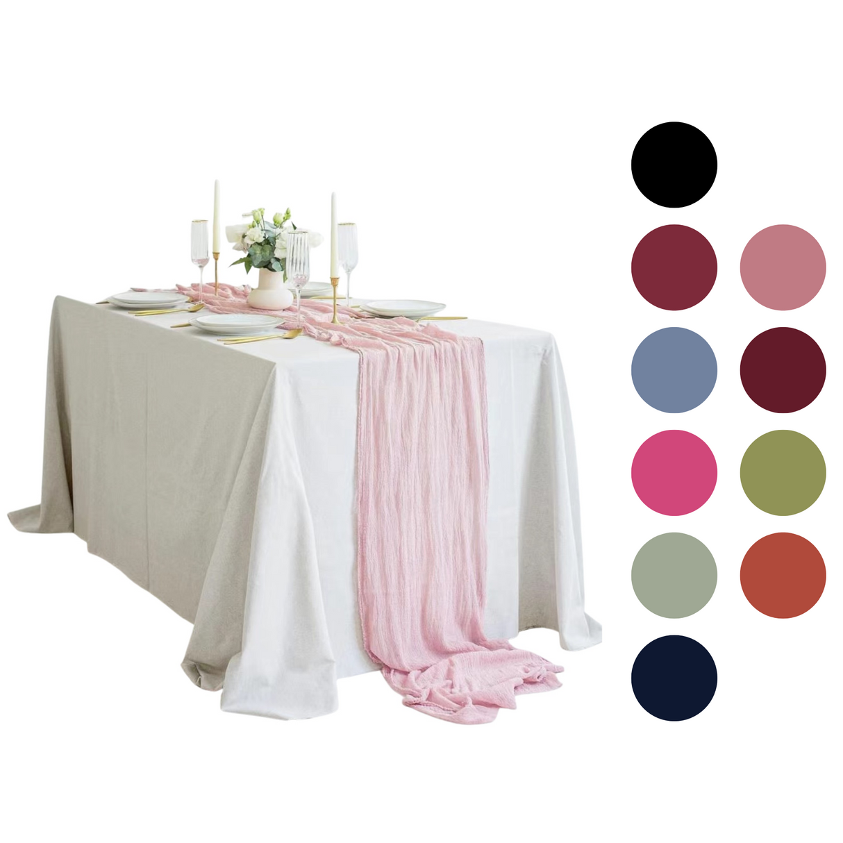 Woodside Home Living Cheesecloth Table Runner - Various Colours Available Wedding