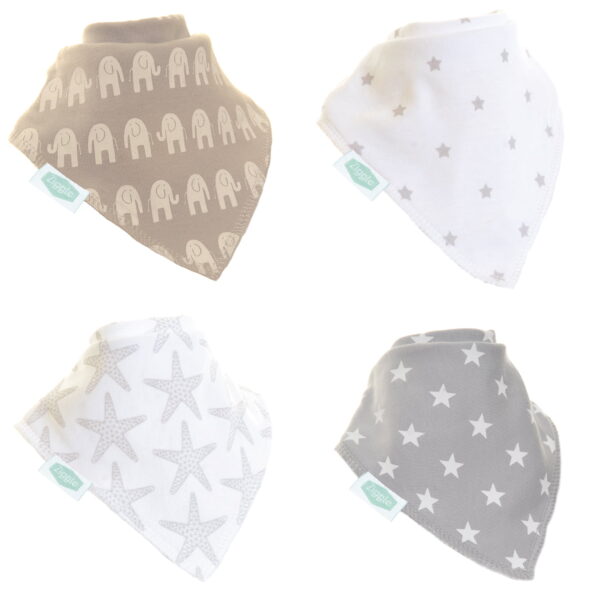 Ziggle Baby Bandanna Dribble Bib Set - Grey & White