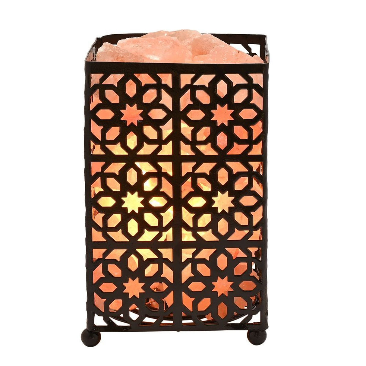 Serenity Himalayan Rock Salt Moroccan Metal Basket Lamp