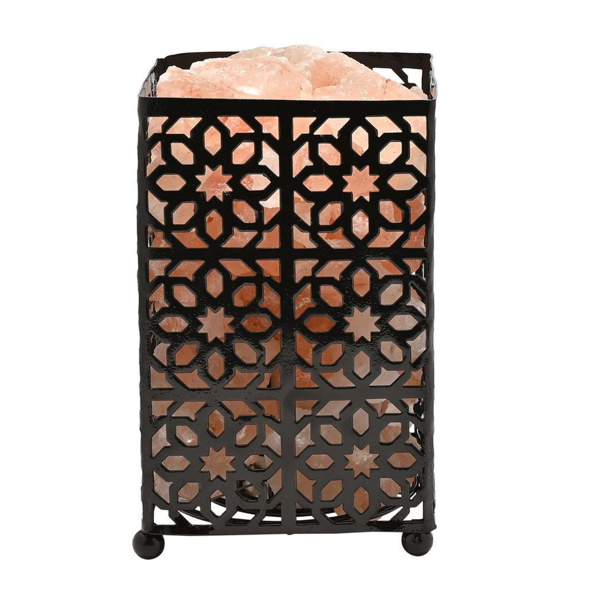 Serenity Himalayan Rock Salt Moroccan Metal Basket Lamp