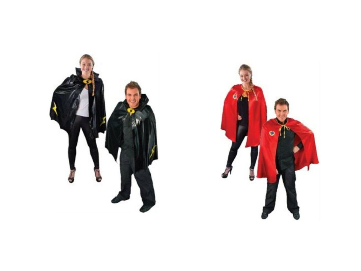 Super Hero Cape Fancy Dress Outfit Black Or Red