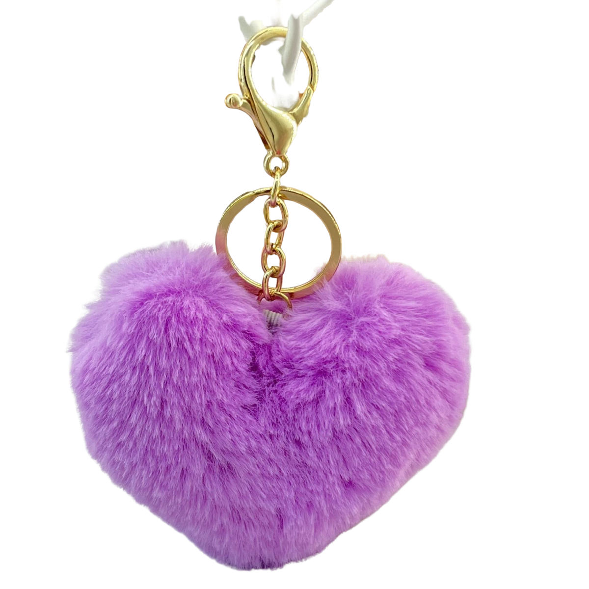 Fluffy Heart Keyring - Purple