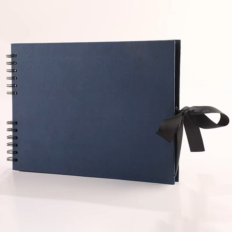Woodside Home Living Ribbon Tie Scrap Book Style Photo Album 29cm x 21.5cm - denim blue