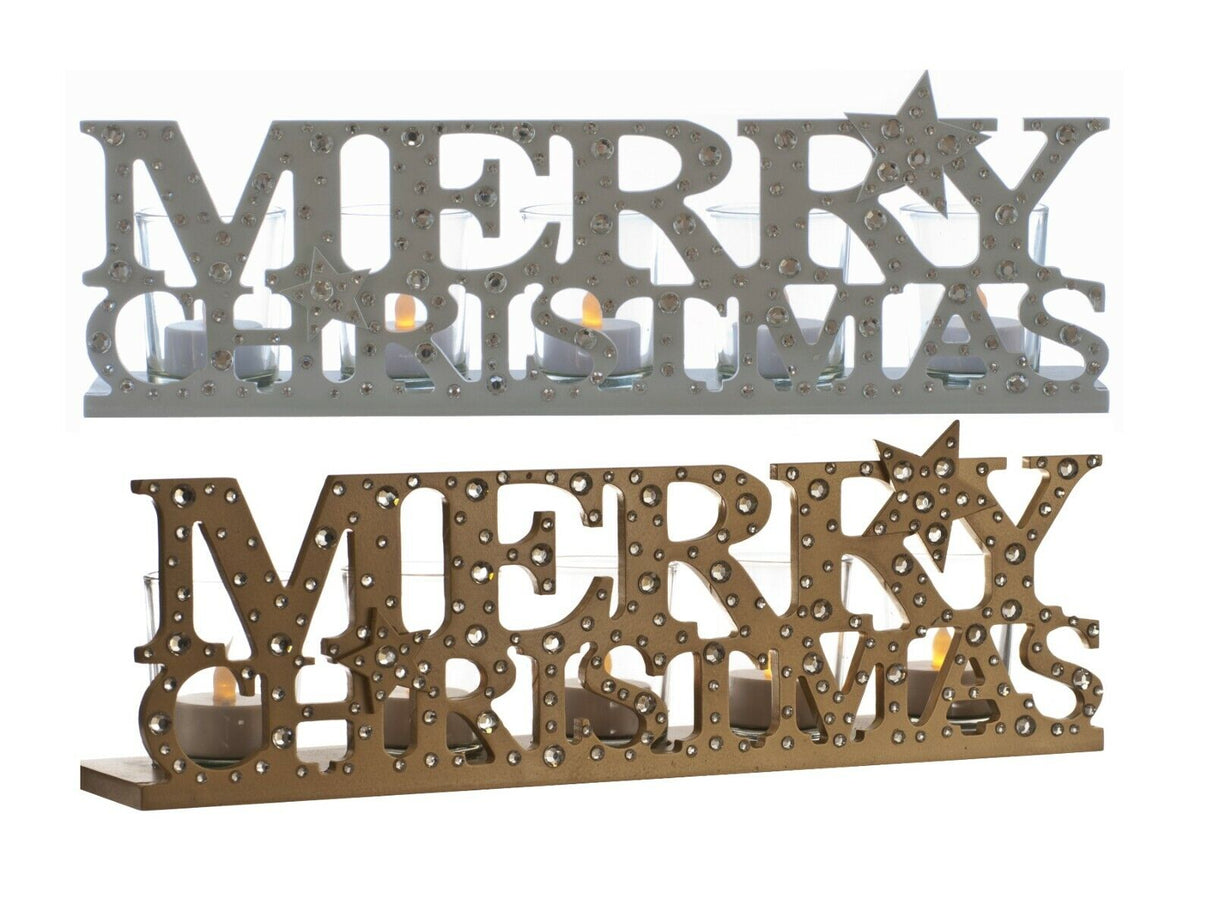 Christmas Tea Light Candle Holder - Merry Christmas