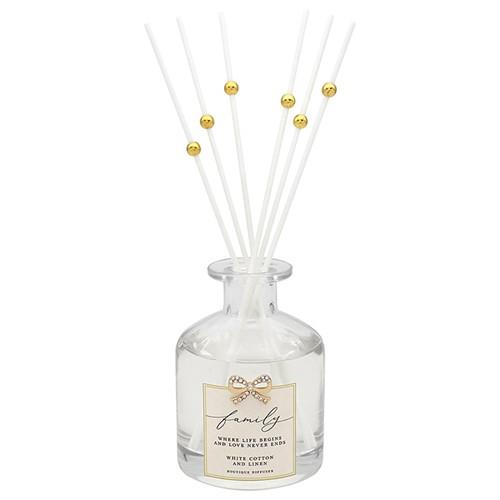 Boutique Reed Diffuser with Encrusted Bow Embellishment - Family Friend Love