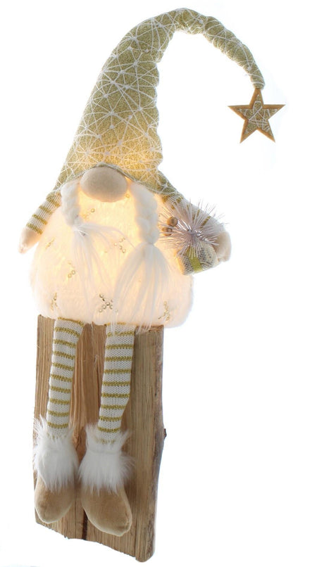 Christmas Decoration - Dangly Leg Lit Gonk - Gold Glitter