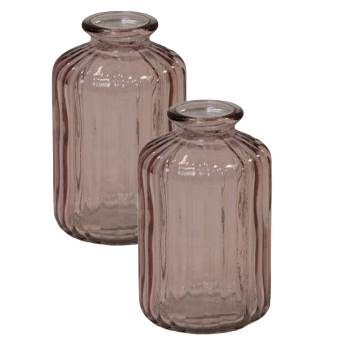 Satchville Ribbed Glass Bottle Vases 10cm - Lavender Set of 2