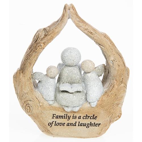 Pebble Art Angel Figurine - Family