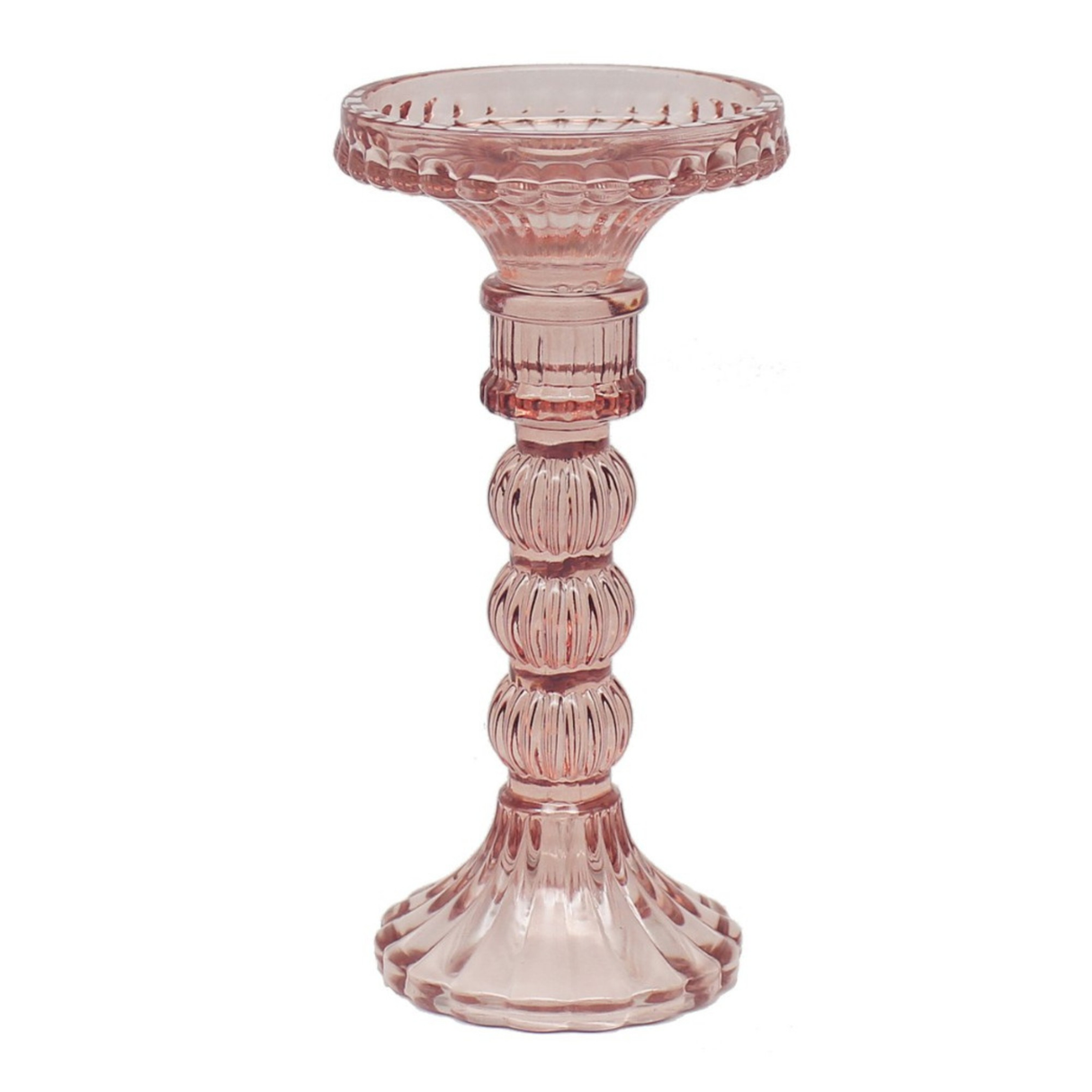 Pink Glass Candle Holders (larger) (cm) - Various Sets