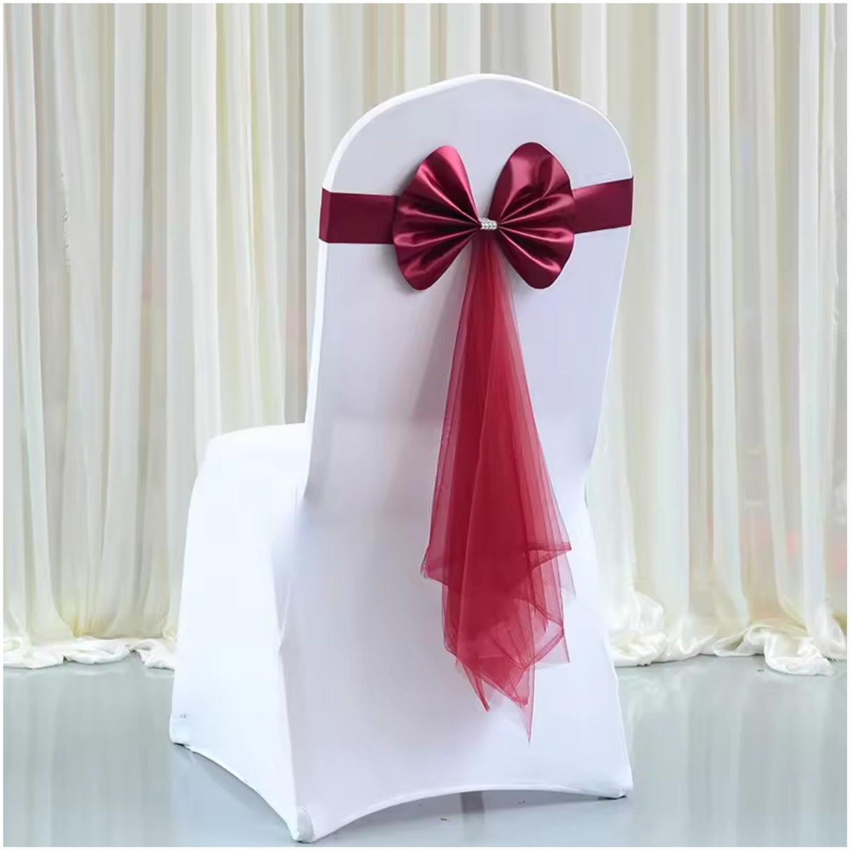 Stretch Chair Cover Band with Satin Bow - Various Colours
