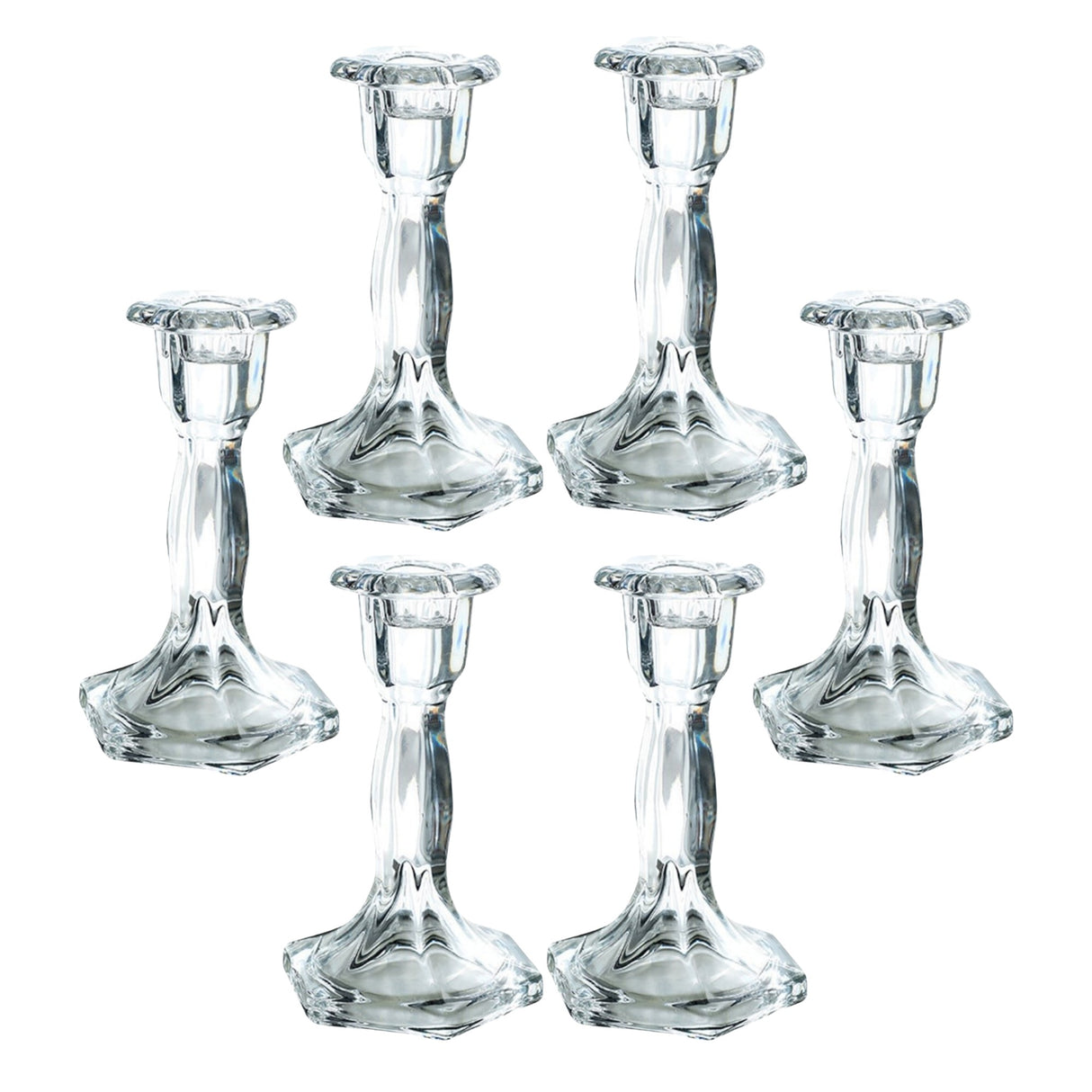 Woodside Home Living Hexagon Base Clear Glass Candle Holders - Various Sets