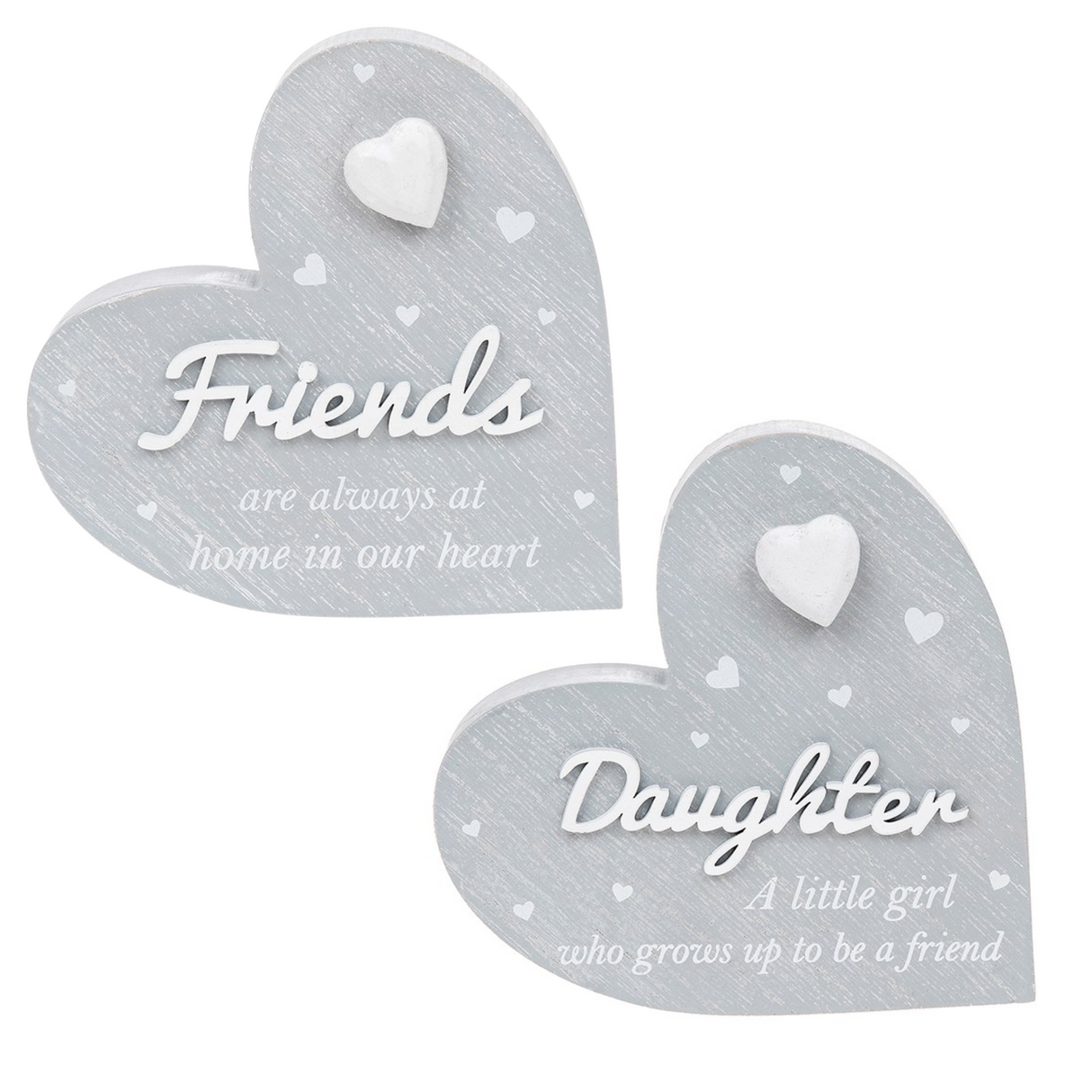 Cherished Hearts Cool Grey Standing Heart Plaque - Various Designs