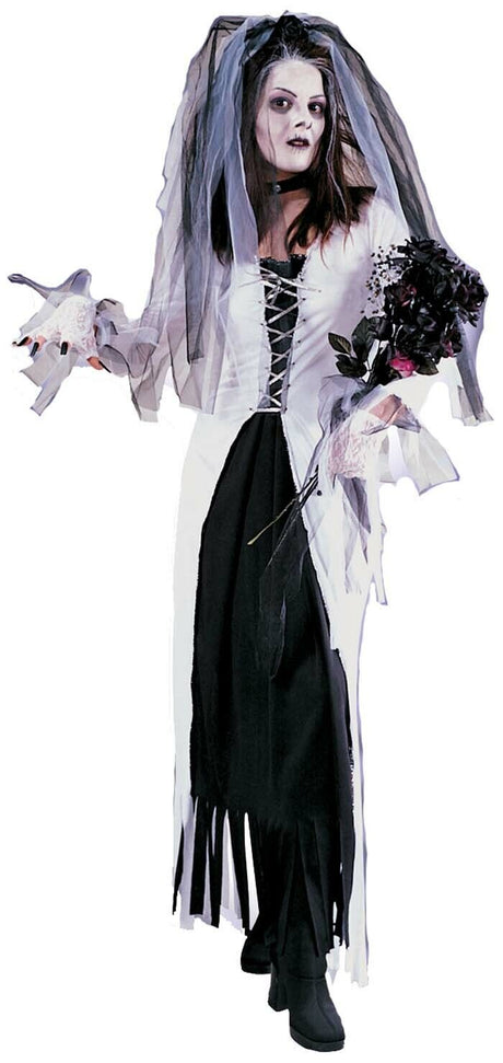 Skeleton Bride Halloween Fancy Dress Costume Size 10-12