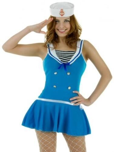 Sexy First Mate Sailor Fancy Dress Costume Size 8-10